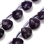 Natural Amethyst Beads Strands, Faceted Teardrop, with Plastic Tube Beads, 12x12~12.5x5.5~6mm, Hole: 1mm, about 28pcs/strand, 15.75 inch(40cm)(G-C292-A05-01)