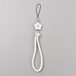 PU Leather Lanyard Wrist Strap Phone Flower Charms Straps, for Purse Keychain Camera Smart Phones , White, 220mm(DIY-WH0430-088B)