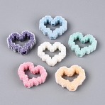 Flocking Opaque Acrylic Heart Beads, Mixed Color, 25.5x29x7mm, Hole: 2mm(OACR-T030-07M)