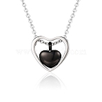 304 Stainless Steel Heart Pendant Urn Ashes Necklaces, Black, 15.98 inch(40.6cm)(NJEW-WH20018-010EBP)