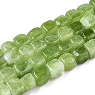 Natural Dolomite Beads Strands, Dyed, Cube, Yellow Green, 7~8x7~8x7~8mm,  Hole: 1.2mm, about 50~52pcs/strand, 14.76 inch~15.35 inch(37.5cm~39cm)(X-G-T131-56C)