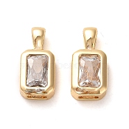 Brass Micro Pave Cubic Zirconia Charms, Rectangle Charms, Real 18K Gold Plated, 12.5x5.5x3mm, Hole: 3.5x1.8mm(X-KK-F870-05G)