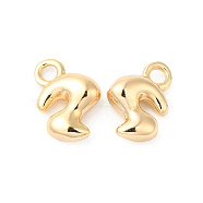 Brass Charms, Real 18K Gold Plated, Letter S, 12.5x9x4.5mm, hole: 2mm(KK-P234-13G-S)