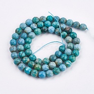 Dyed & Heated Natural Magnesite Beads Strands, Faceted, Round, Cyan, 6mm, Hole: 1mm, about 65pcs/strand, 15.7 inch(40cm)(TURQ-F010-04B-6mm)