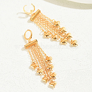 Fashionable Heart-shaped Tassel Earrings, Real 18K Gold Plated, 78x15mm(YX8817)