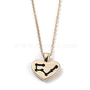 Golden Plated Heart with Constellation/Zodiac Sign Alloy Enamel Pendant Necklaces, Black, Taurus, 17.2~17.63 inch(43.7~44.8cm)(NJEW-H214-A06-G)