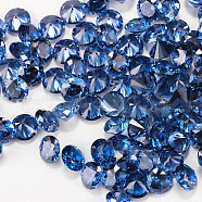 Diamond Shaped Cubic Zirconia Pointed Back Cabochons, Faceted, Royal Blue, 10mm(ZIRC-R004-10mm-06)