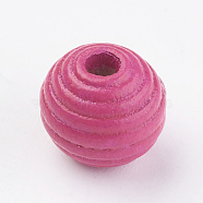 Natural Maple Wood Beehive Beads, Dyed, Round, Camellia, 13~14x13mm, Hole: 3~4mm, about 640pcs/500g(WOOD-Q030-48F)