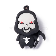 Halloween Theme PVC Cartoon Demon Pendants, for DIY Keychain Making, Black, 55x40x21mm, Hole: 4mm(KY-C008-01)