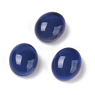 Glass Cabochons, Changing Color Mood Cabochons, Oval, Blue, 12x10x6.5mm(X-GLAA-R218-02)