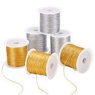 Elite 6 Rolls 6 Styles Metallic Cord, for Jewelry Making, Round, Mixed Color, 0.2~0.6mm, 1 roll/style(OCOR-PH0002-58)