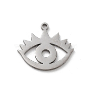 304 Stainless Steel Pendants, Laser Cut, Eye Charm, Stainless Steel Color, 15x17x1mm, Hole: 1.2mm(STAS-R226-01P)