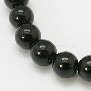 Natural Agate Beads Strands, Dyed, Round, Black, 10mm, Hole: 1mm, about 39pcs/strand, 15 inch(G-G390-10mm-01)