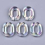 Transparent Acrylic Linkings Rings, Quick Link Connectors, For Curb Chains Making, AB Color, Oval, Clear AB, 23x18x5mm, Inner Diameter: 13x7mm(PACR-N010-030A-01)