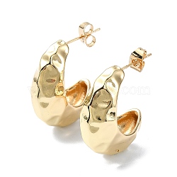 Textured Teardrop Brass Stud Earrings, Half Hoop Earrings, Long-Lasting Plated, Golden, 25x12mm(EJEW-D098-02G)