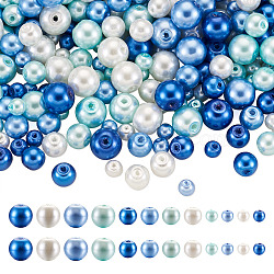 12 Strands 12 Style Baking Paint Pearlized Glass Pearl Round Bead Strands, Mixed Color, 1 strand/style(HY-CW0001-02)