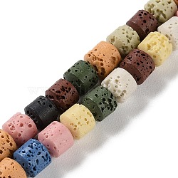 Synthetic Lava Rock Dyed Beads Strands, Barrel, Mixed Color, 6~7x6~7mm, Hole: 1mm, about 53pcs/strand, 15''(38.1cm)(G-H311-05A-01)