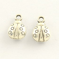 Tibetan Style Zinc Alloy Charms, Ladybug, Antique Silver, 14x9x4mm, Hole: 2mm, about 614pcs/885g(TIBEP-S288-04)