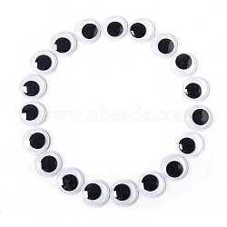 Black & White Plastic Wiggle Googly Eyes Cabochons, DIY Scrapbooking Crafts Toy Accessories with Label Paster on Back, Black, 18mm, 100pcs/bag(DOLL-PW0001-077E)
