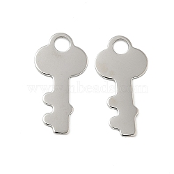 304 Stainless Steel Chain Extender Drop, Key Charms, Stainless Steel Color, 13x6.5x0.5mm, Hole: 1.8mm(STAS-L022-464P)