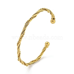 304 Stainless Steel Twisted Open Cuff Bangles for Women, Golden, Inner Diameter: 2-1/2x2-1/8 inch(6.3x5.4cm)(BJEW-E100-07G)