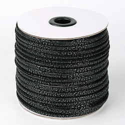 Flat Imitation Leather Cords, Black, 5x3mm, about 50yards/roll(150 feet/roll)(LC-L003-10)