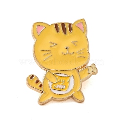 Animal Enamel Pins, Golden Alloy Brooches for Backpack Clothes, Cat Shape, 28x23x2mm(JEWB-H023-02G-04)