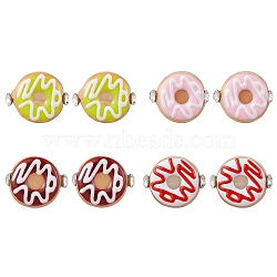 Donut Shape Lampwork Stud Earrings, with 304 Stainless Steel Pins, Mixed Color, 15.5x20mm(EJEW-JE05700)