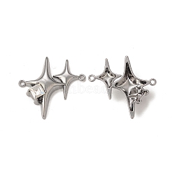 Alloy Glass Pendants, Gunmetal, Double Star Charms, Clear, 27.5x28.5x7mm, Hole: 1.5mm(PALLOY-P291-14B-02)