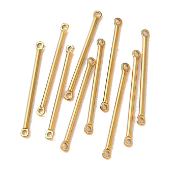 Ion Plating(IP) 304 Stainless Steel Links, Bar Connector Charms, Real 18K Gold Plated, 30x2.5x1.5mm, Hole: 1.4mm
