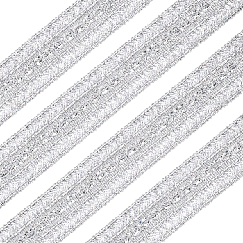 5 Yards Filigree Polyester Ribbon, Flat, Silver, 1-3/4 inch(45mm)