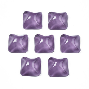 Transparent Resin Cabochons, Water Ripple Cabochons, Square, Purple, 16x16x8.5~9mm