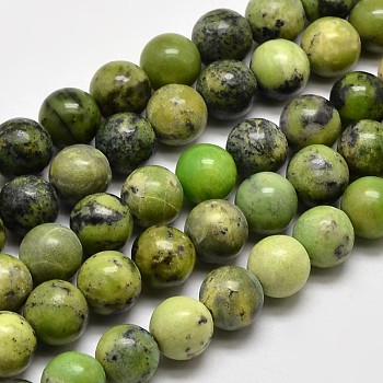 Natural Serpentine Round Beads Strands, 10mm, Hole: 1mm, about 37pcs/strand, 15 inch