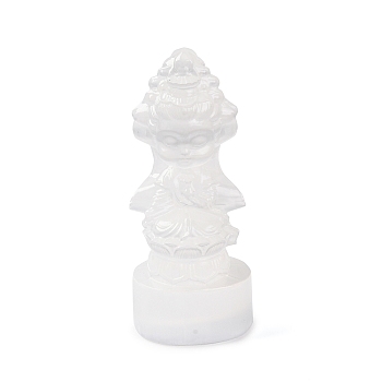 Natural Selenite Figurines, Reiki Energy Stone Display Decorations, for Home Feng Shui Ornament, Buddha, 40.5x46.5x110mm