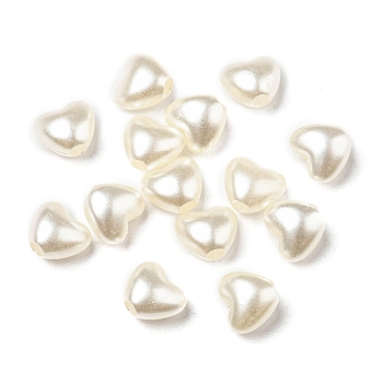 ABS Imitation Pearl Beads, Heart, 5x6x3.5mm, Hole: 1.5mm