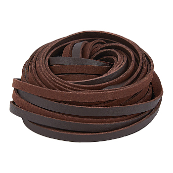 10Pcs Flat PU Leather Cord, for Necklace & Bracelet Making Accessories, Coconut Brown, 5x1.5mm