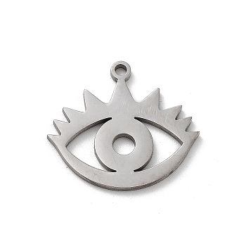 304 Stainless Steel Pendants, Laser Cut, Eye Charm, Stainless Steel Color, 15x17x1mm, Hole: 1.2mm