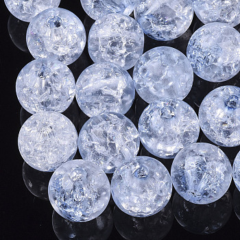 Transparent Crackle Acrylic Beads, Round, Cornflower Blue, 10mm, Hole: 2mm, about 943pc/500g