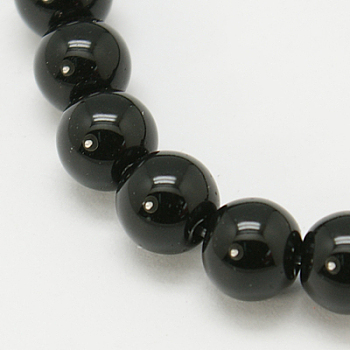 Natural Agate Beads Strands, Dyed, Round, Black, 10mm, Hole: 1mm, about 39pcs/strand, 15 inch