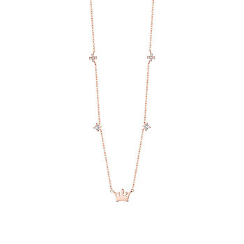 SHEGRACE 925 Sterling Silver Necklace with Crown Pendant, Rose Gold, 15.7 inch(40cm)