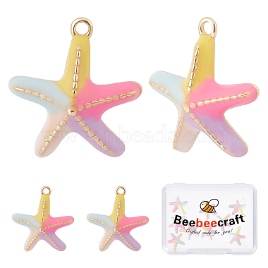 Real 18K Gold Plated Colorful Starfish Brass+Enamel Charms