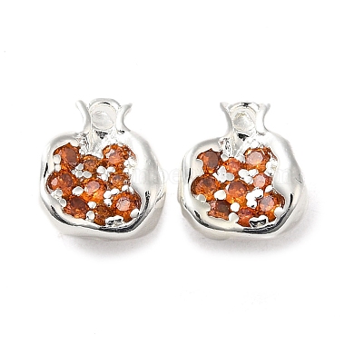 Real Platinum Plated Orange Fruit Brass+Cubic Zirconia Charms