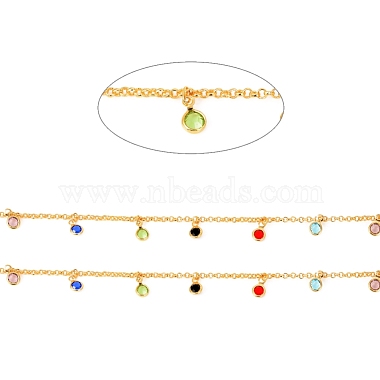 Colorful Brass+Cubic Zirconia Rolo Chains Chain