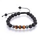 Natural Lava Rock and Non-Magnetic Synthetic Hematite Beads Braided Bead Bracelets(BJEW-JB03975-25)-1
