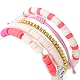 5Pcs 5 Style Polymer Clay Heishi & Word Love Beaded Stretch Bracelets Set(BJEW-TA00297)-4