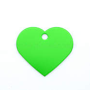 Colored Aluminum Pendants, Laser Cut, Double Sided Dog Pet Name Phone Number ID Tag Charm, Heart, Spring Green, 33x37.6x1mm, Hole: 4mm(ALUM-S018-JA636-5)