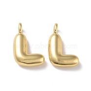 Brass Pendants, Real 18K Gold Plated, Letter L, 19x12.5x5mm, Hole: 3.2mm(KK-A199-01G-L)
