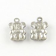 Bear 201 Stainless Steel Charm Pendants, Smooth Surface, Hollow, Stainless Steel Color, 13x8x3mm, Hole: 1mm(STAS-R075-14)
