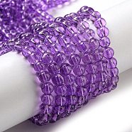 Drawbench Transparent Glass Beads Strands, Spray Painted, Round, Purple, 4mm, Hole: 1.1~1.3mm, 31.4 inch(GLAD-Q012-4mm-16)