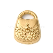 Ion Plating(IP) 304 Stainless Steel Pendants, Handbag Charm, Real 18K Gold Plated, 14x10x3.5mm, Hole: 2x4mm(STAS-N103-49G)